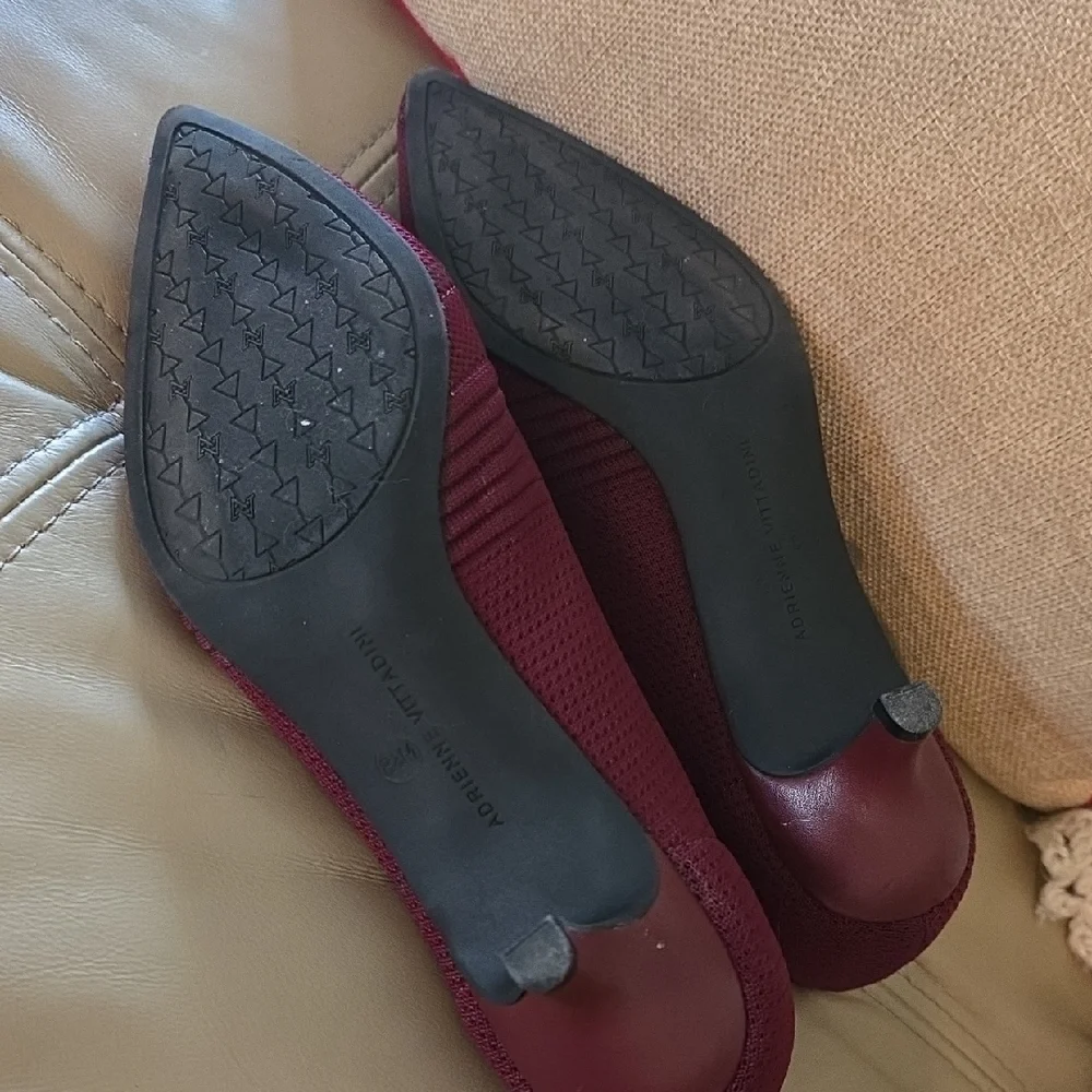 Adrienne Vittadini Burgundy Knit Slip Ons - Picture 6 of 8